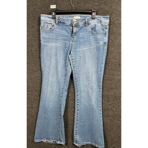 Areopostale Jeans Womens 17/18 Short Blue Hailey Skinny Flare Mid Rise Denim